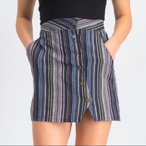Striped Multicolor Button Down Mini Skirt